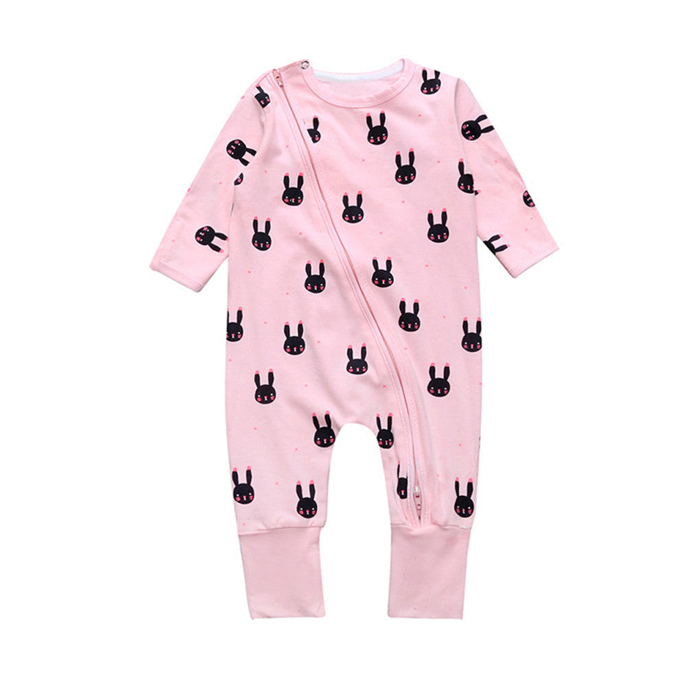 Zips baby dress with long sleeves romper Newborn Baby Boys Girls Floral Print Zipper Long Sleeve Romper Outfits Clothes #YL