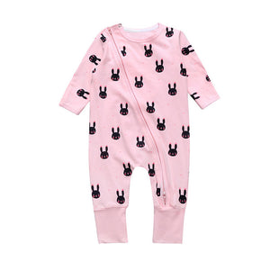 Zips baby dress with long sleeves romper Newborn Baby Boys Girls Floral Print Zipper Long Sleeve Romper Outfits Clothes #YL
